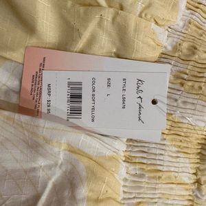 Kiwi & Punch Women's Crop Top White Yellow Size Large